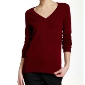 J Crew Factory Burgundy/Navy Wool Tunic Sweater, S